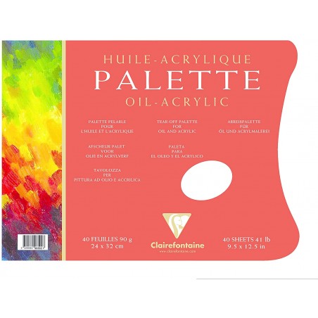 Clairefontaine - Une palette encollée 3 côtés pour Huile et Acrylique comprenant 40 feuilles 24x32 c