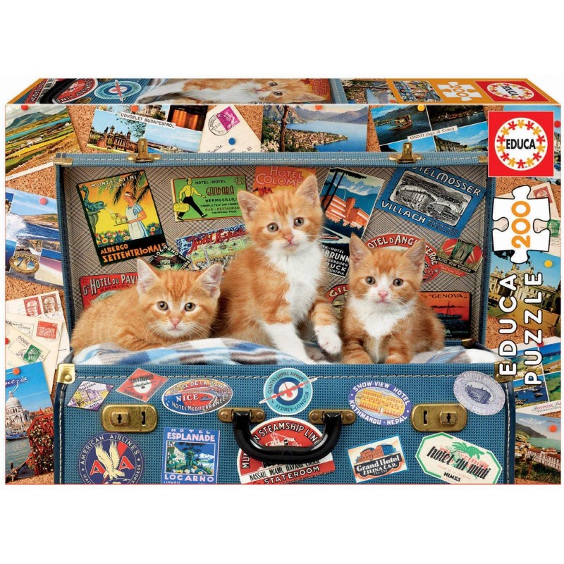 Educa - Puzzle 200 pièces - Petits chats voyageurs