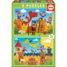 Educa - Puzzle 2x48 pièces - Dragons et chevaliers