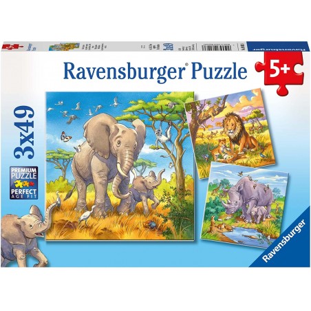 Ravensburger - Puzzles 3x49 pièces - Les grands sauvages