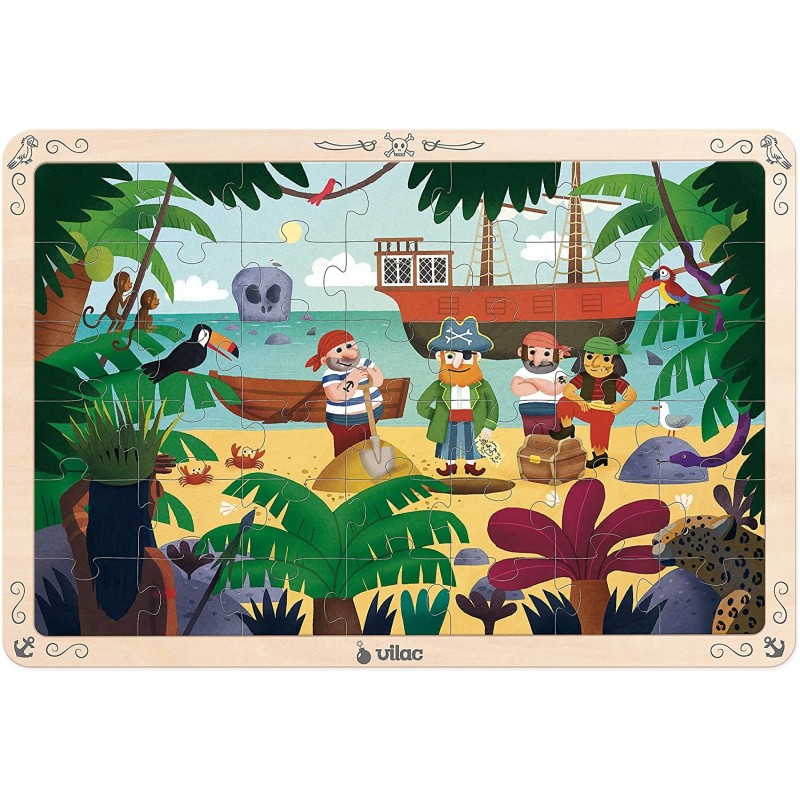 Vilac - Puzzle 42 pièces en bois - Les pirates