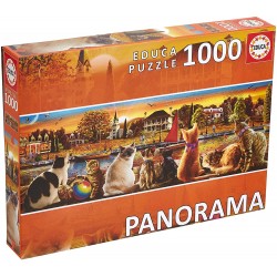 Educa - Puzzle 1000 pièces - Panorama - Chats sur la jetée