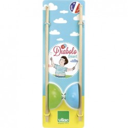 Vilac - Jeu d'adresse - Diabolo géant avec baguettes en bois - Coloris aléatoire