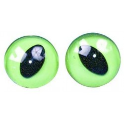 Rayher - Blister de 4 yeux de chats en plastique - Vert et noir - 14 mm