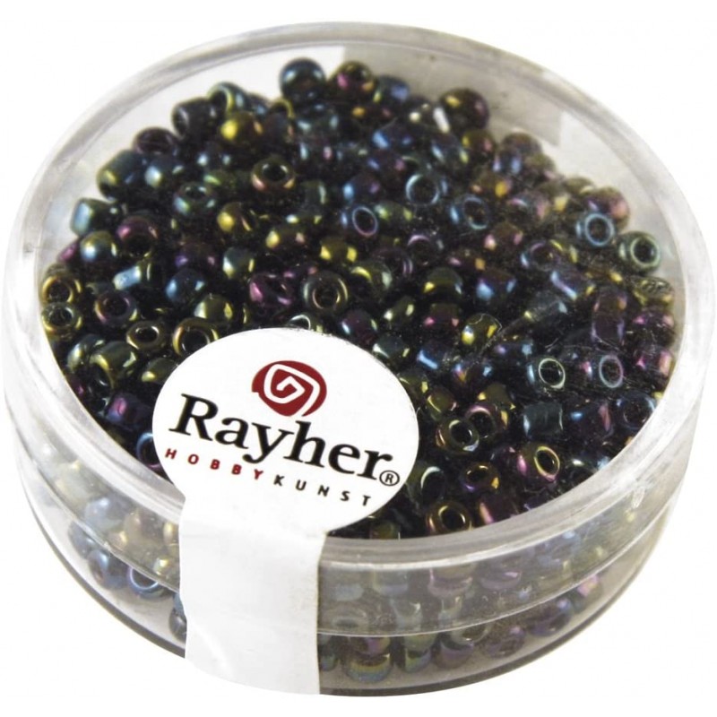 Rayher - Boîte de perles de rocaille - Noir lustré - 2,6 mm - 17 grammes