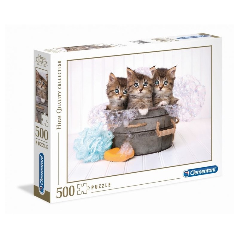 Clementoni - Puzzle 500 pièces - Chatons et savon