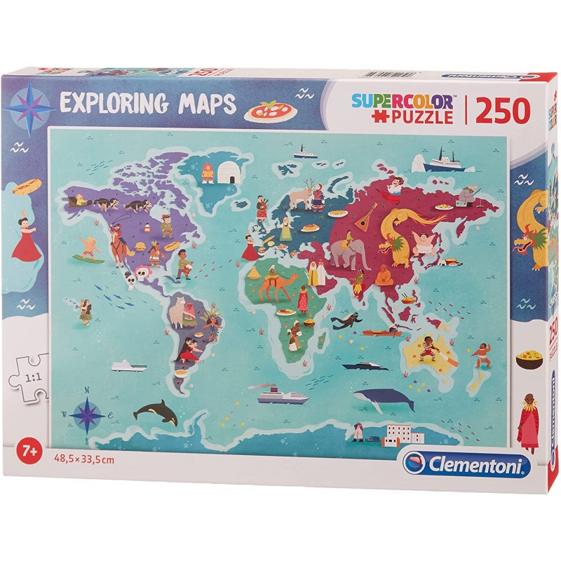 Clementoni - Puzzle 250 pièces - Carte du monde - Gastronomie