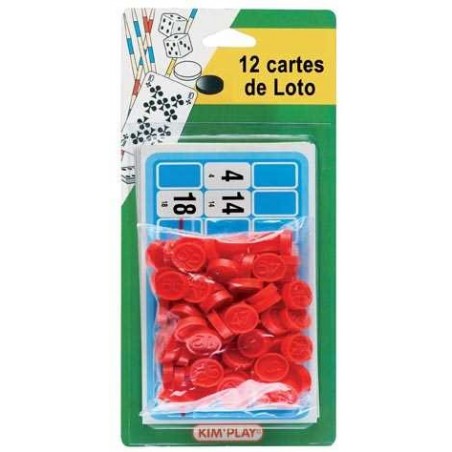 Kim Play - Blister de jeu de loto - 12 cartes et pions de loto
