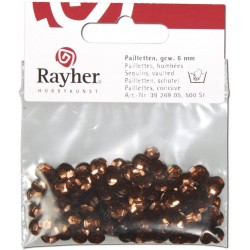 Rayher - Blister de 500 paillettes bombées percées sequin - Marron - 6 mm