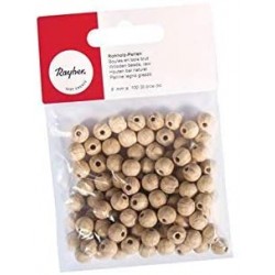 Rayher - Blister de 100 perles en bois brut à peindre - 8 mm