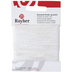 Rayher - Carte de fil coton ciré pour bijoux - Blanc - 1 mm x 20 mètres