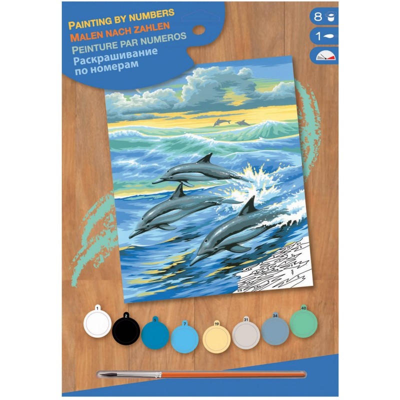 OZ - Loisirs créatifs - Peinture par numéro - Débutants - Dauphins