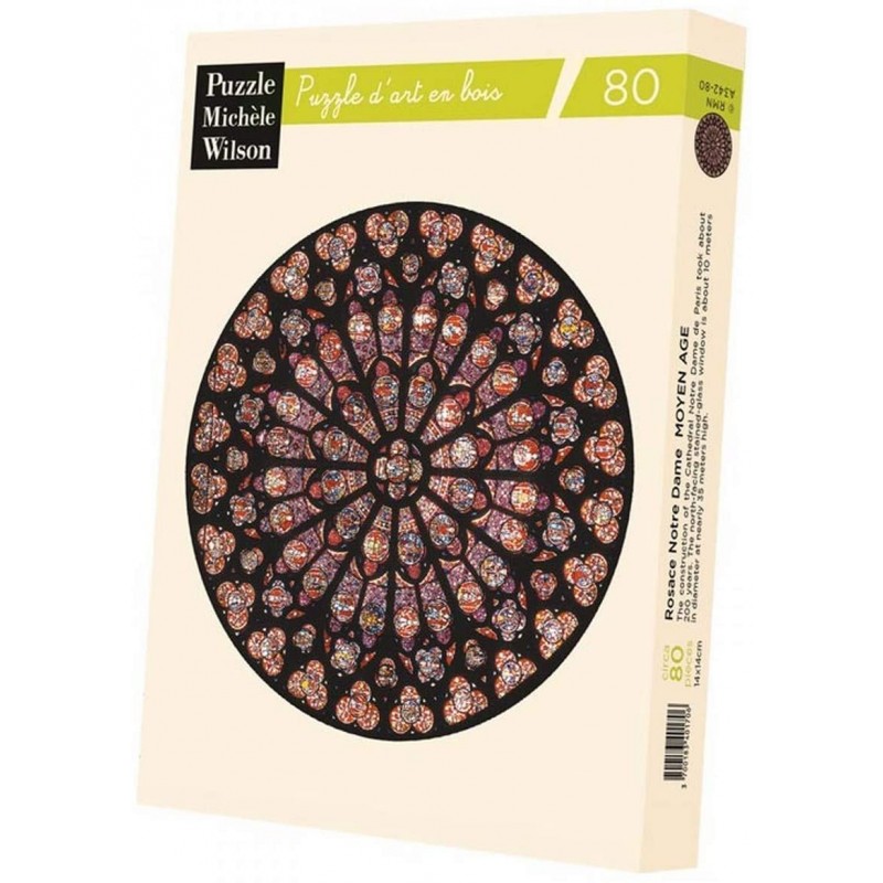 Michèle Wilson - Puzzle d'art en bois - 80 pièces - Rosace Notre Dame XIII Siècle