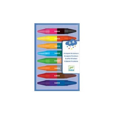 Djeco - DJ08874 - Les couleurs des petits - 8 crayons doubles côtés