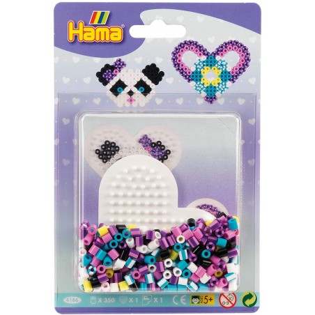Hama - Perles - 4186 - Taille Midi - Blister Petit modèle et plaque Panda et coeur