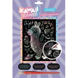 OZ - Loisirs créatifs - Scraper Holographique Kawaii 20 x 25 cm - Lama musicien