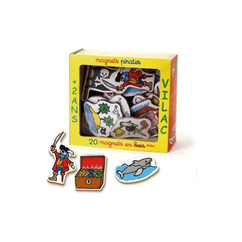 Vilac - Coffret de 20 magnets en bois - Les pirates