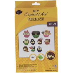 OZ - Loisirs créatifs - Crystal Art - Kit 10 stickers broderie diamant Chouettes divas