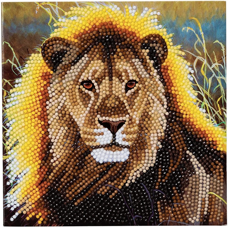 Crystal art - Tableau à diamanter - Lion 18x18cm