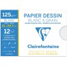 Clairefontaine - Pochette Dessin Scolaire - 12 Feuilles Papier Blanc à Grain - A4 21x29,7 cm 125g