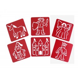 OZ - Déguisement - Lot de 6 Pochoirs 15cm x 15cm - Princesses & Chevaliers