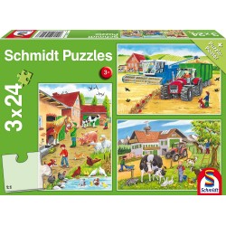 Schmidt - Puzzle 3x24 pièces - A la ferme