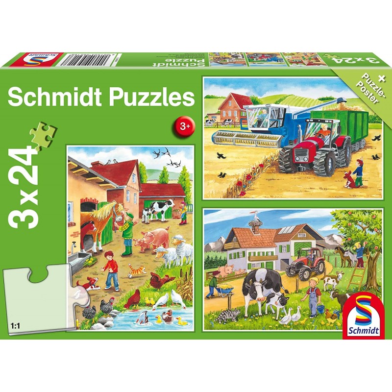 Schmidt - Puzzle 3x24 pièces - A la ferme