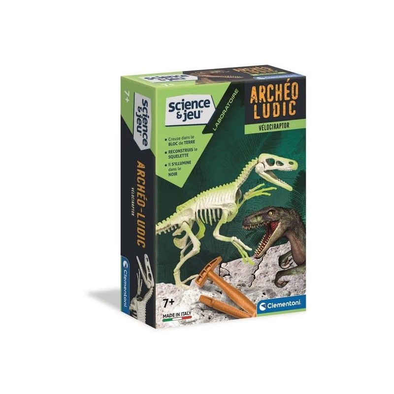 Clementoni - Jeu scientifique - Coffret archéologue - Dinosaure - Vélociraptor