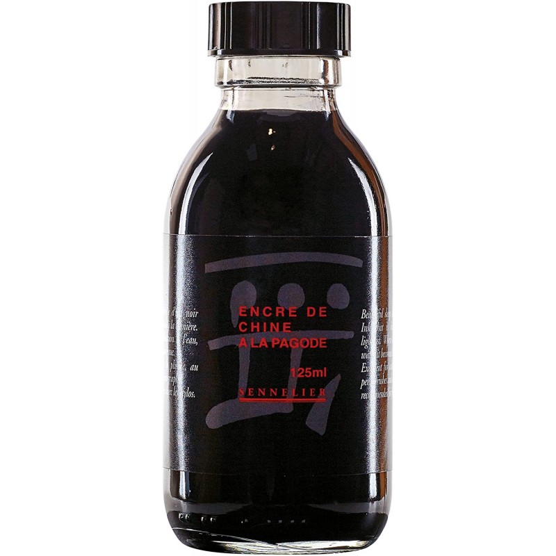 Sennelier-Indien cartonné Ala Pagode d'encre Noir 125ml