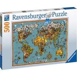 Ravensburger - Puzzle 500 pièces - Mappemonde de papillons