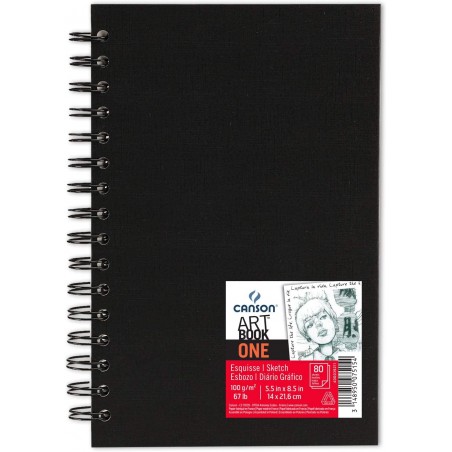Canson - Beaux arts - Carnet Art Book noir à spirales - 80 feuilles croquis - A5 - 100 g/m2
