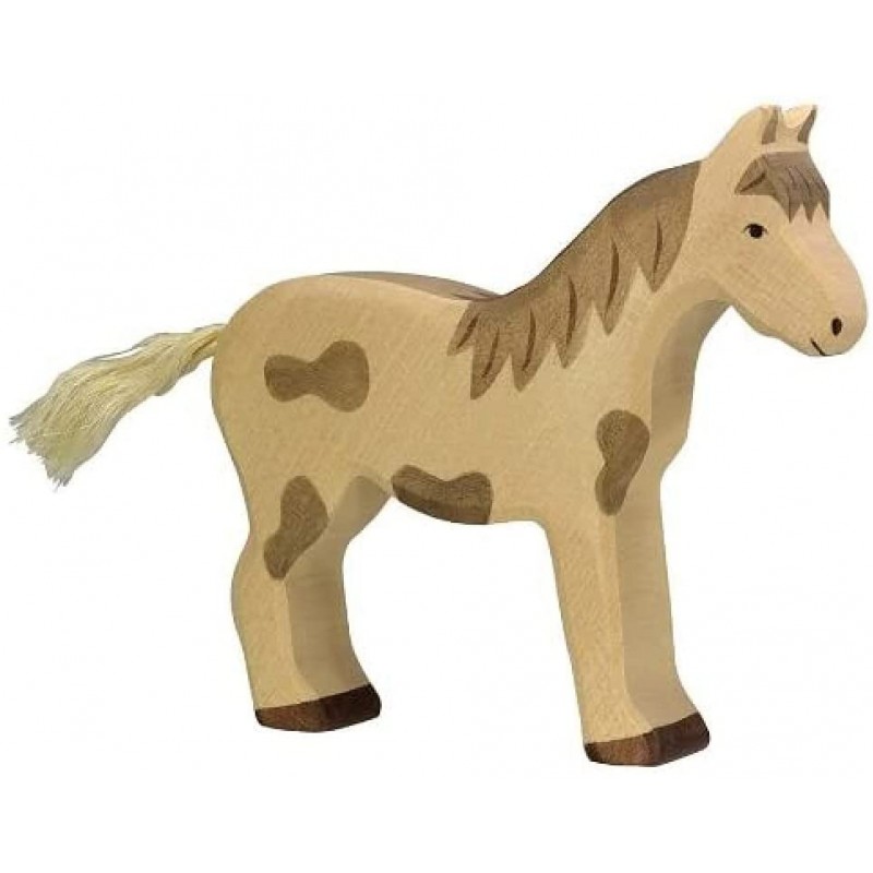 Holztiger - Figurine animal en bois - Cheval tacheté debout