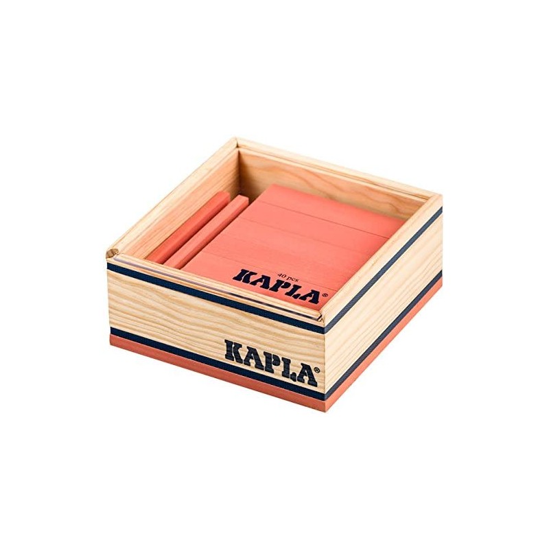 Kapla - Jeu de construction en bois - Carré rose - 40 planchettes