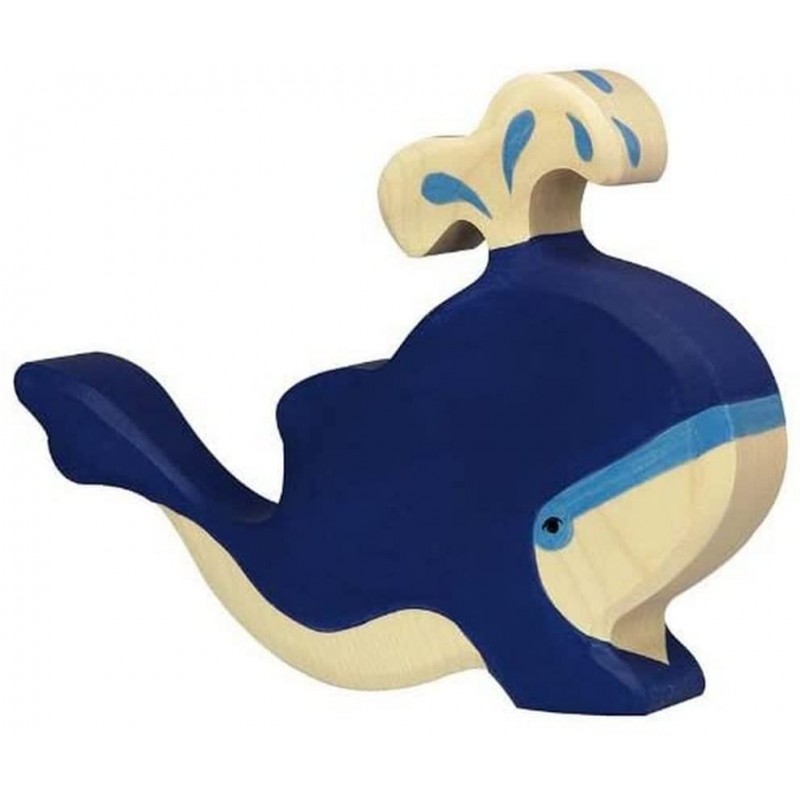 Holztiger - Figurine animal en bois - Baleine bleue avec fontaine