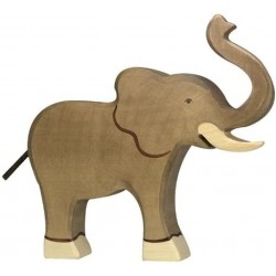 Holztiger - Figurine animal en bois - Eléphant trompe haute