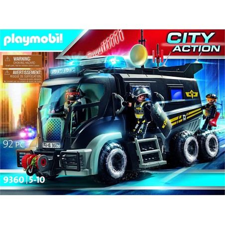 Playmobil - 9360 - Les policiers - Camion policiers élite sirène gyrophare