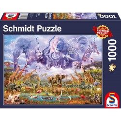 Schmidt - Puzzle 1000 pièces - Animaux au point d'eau