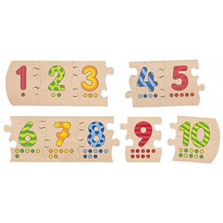 Goki - Jeu d'apprentissage en bois - Puzzle chiffres