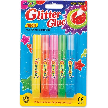 Graine Créative - Loisirs créatifs - Glitter Glue - Blister de 5 Crayons colle pailletés - Couleurs