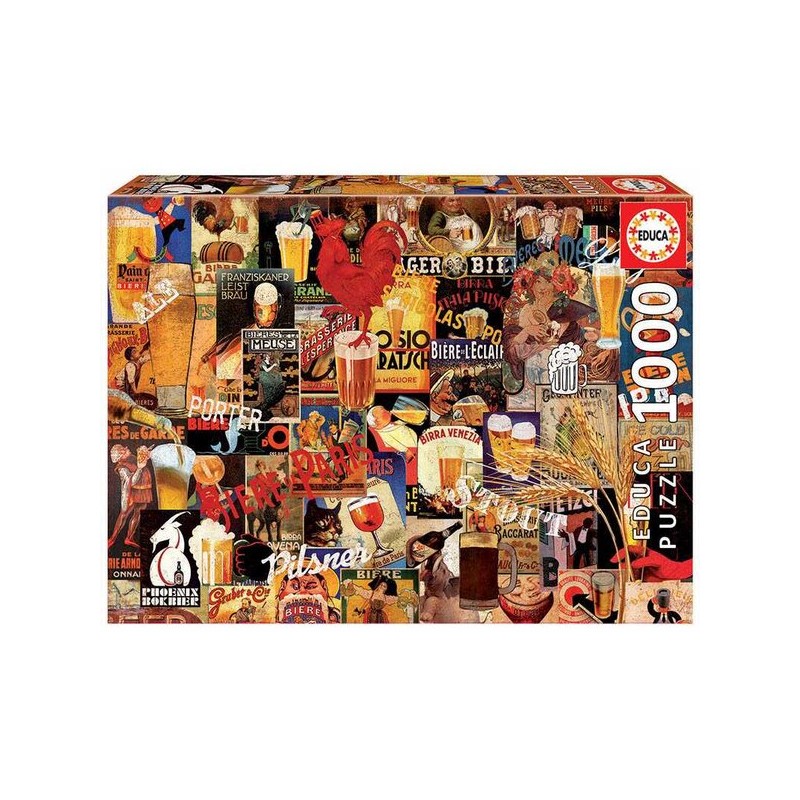 Educa - Puzzle 1000 pièces - Mosaique de bières vintage