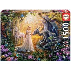 Educa - Puzzle 1500 pièces - Dragon, princesse et licorne