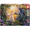 Educa - Puzzle 1500 pièces - Dragon, princesse et licorne
