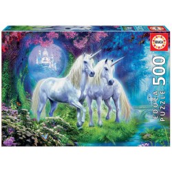 Educa - Puzzle 500 pièces - Des licornes dans la forêt