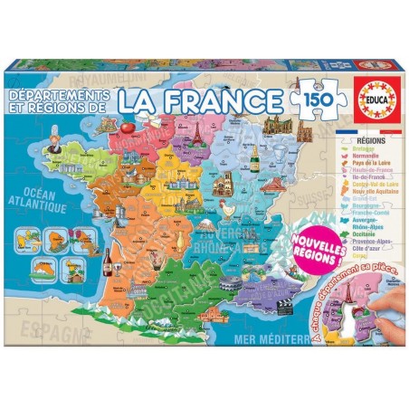 Educa - Puzzle 150 pièces - Régions et départements de France
