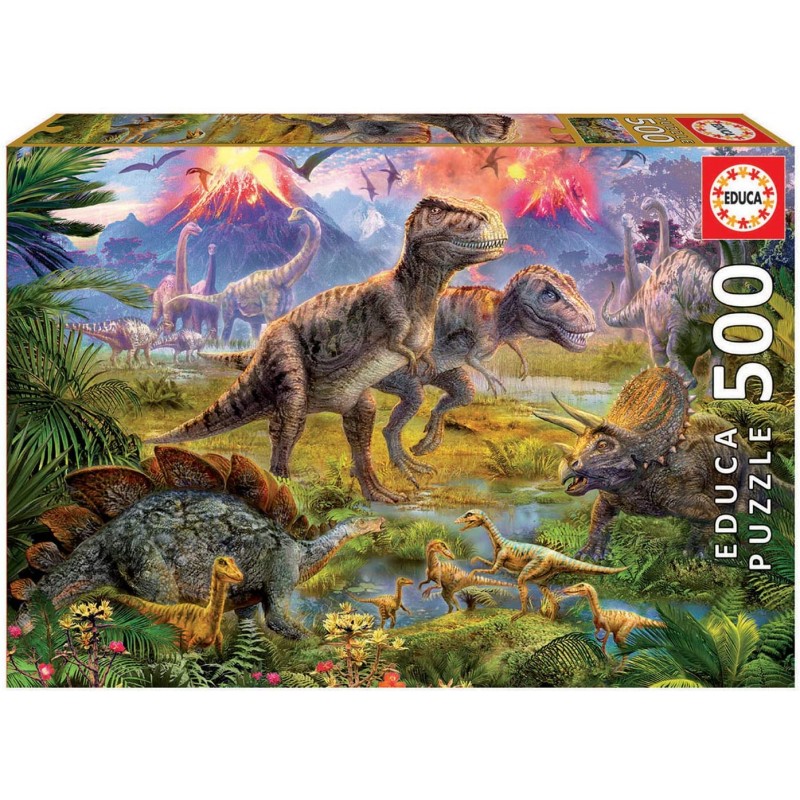 Educa - Puzzle 500 pièces - Rencontre entre dinosaures