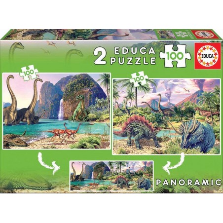 Educa - Puzzle 2x100 pièces - Dino World