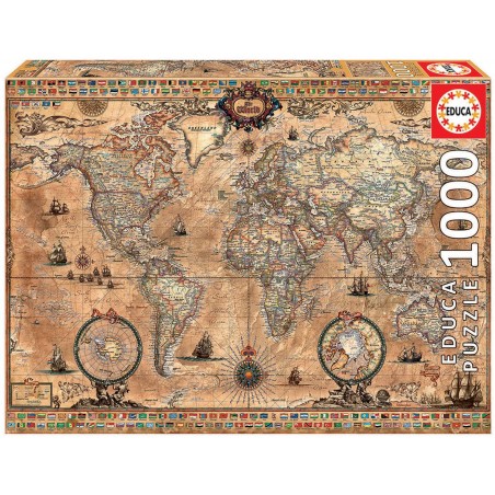 Educa - Puzzle 1000 pièces - Mappemonde antique