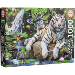 Educa - Puzzle 1000 pièces - Famille de tigres blancs du Bengale