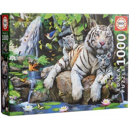 Educa - Puzzle 1000 pièces - Famille de tigres blancs du Bengale