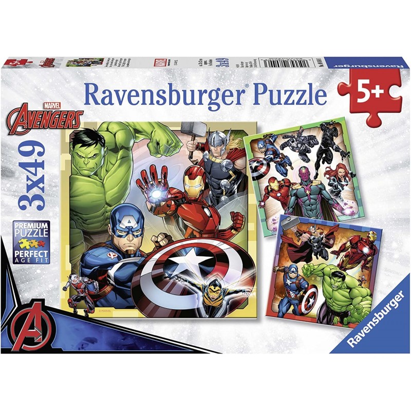 Ravensburger - Puzzles 3x49 pièces - Les puissants Avengers - Marvel
